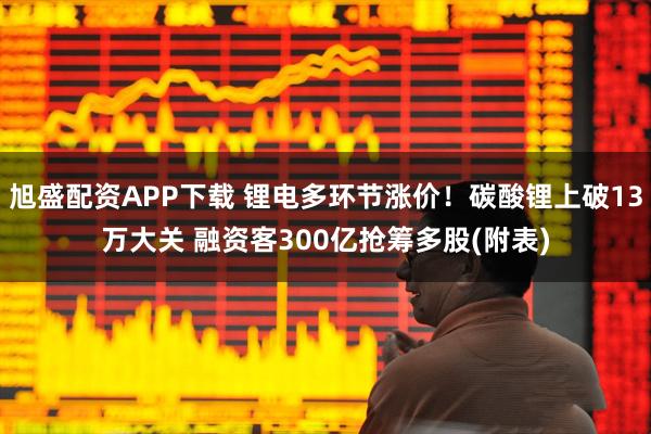 旭盛配资APP下载 锂电多环节涨价！碳酸锂上破13万大关 融资客300亿抢筹多股(附表)